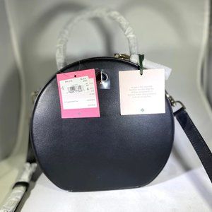 New Black Leather Kate Spade Canteen Crossbody Round Bag- SALE! Buy It TODAY